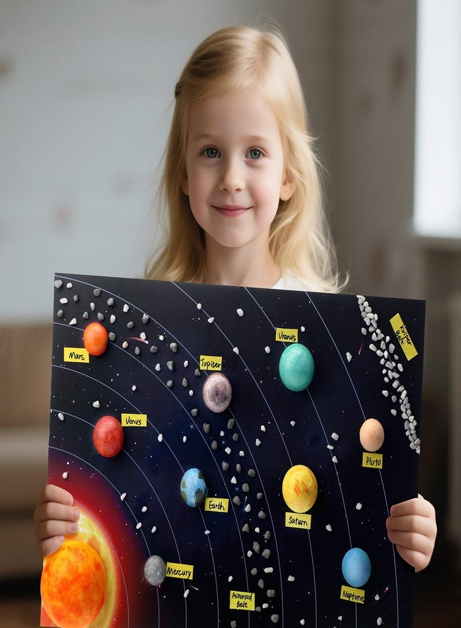 Innconee 20 Solar System Model Project Kit with 10 Foam Ball LED Lights 12 Pigment 2 Brushes Solar System Background DIY Outer Space Planet Foam for Kid School Science Projects Arts Crafts(Rectangle) - Image 5